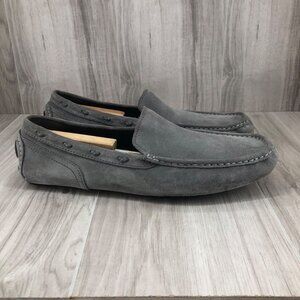 Andrew Marc Driving Loafers Mens 10.5 Gray Suede Slip On Shoes